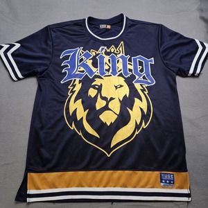 Jersey SIze 2XL Lion Hip Hop Pullover Mens Huge Fashion Exchange Blue